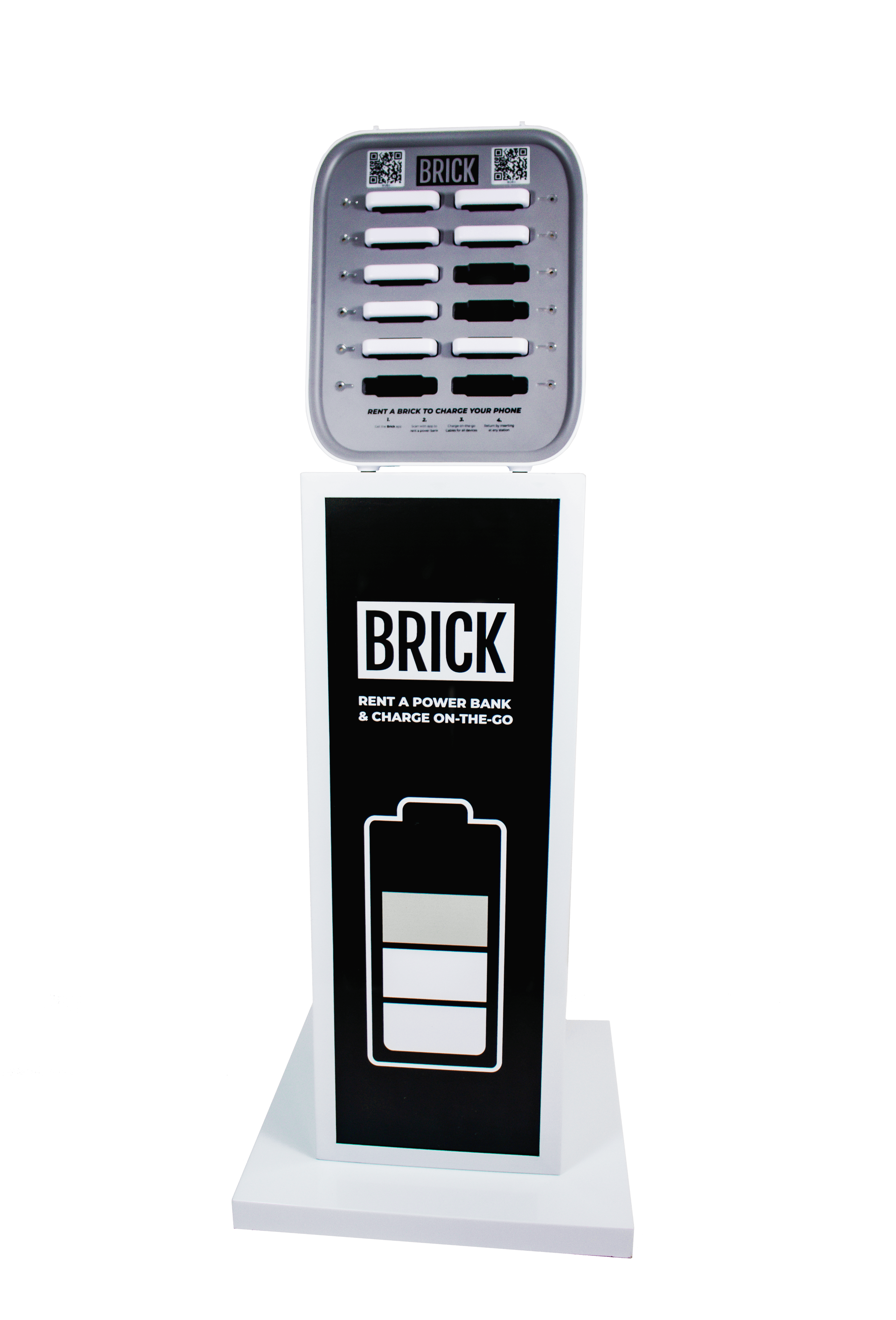 Tolv slot Brick-uthyrningsstation på ställ