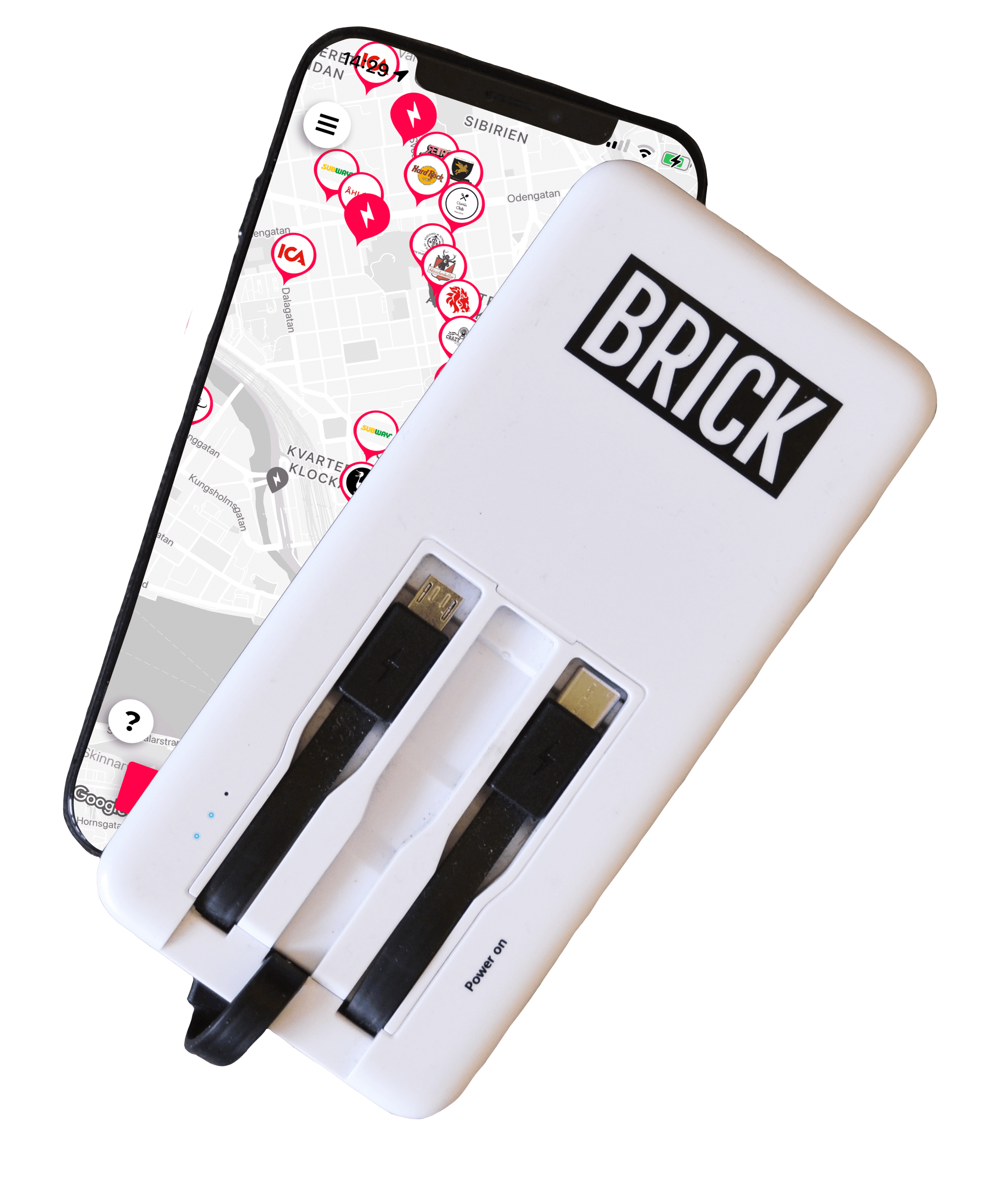 En powerbank som är ansluten till en telefon